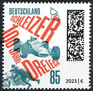 Stamp, Schleizer Dreieck Auto Races, Centenary, Germany, Federal Republic,  , Cars, Motor Racing, Racing Cars, Vehicles