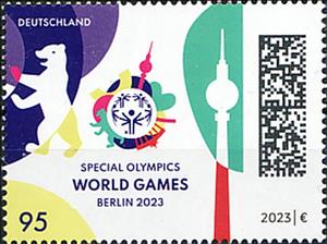 Stamp, Special Olympics World Games, Berlin 2023, Germany, Federal Republic,  , Bears, Disabled, Sports, Television Towers