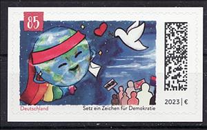 Stamp, Take A Stand For Democracy, Germany, Federal Republic,  , Birds, Human Rights, Peace Doves, Pigeons, Politics, Stylized Animals, Stylized Figures / Persons