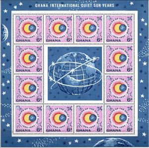 Full Pane, International Quiet Sun Year, Ghana,  , Globes, Satellites, Spacecrafts, Sun