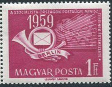Post Horn with Letter and World Map