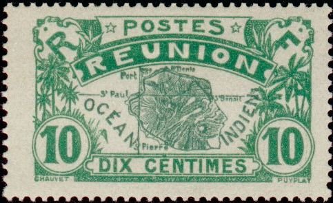 Stamp, Map of the island, French Colonies,  , Maps