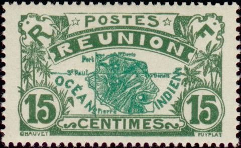 Stamp, Map of the island, French Colonies,  