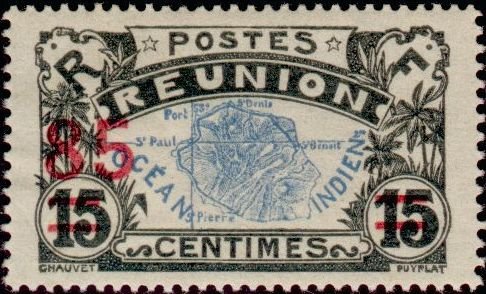 Stamp, Map of the island, French Colonies,  