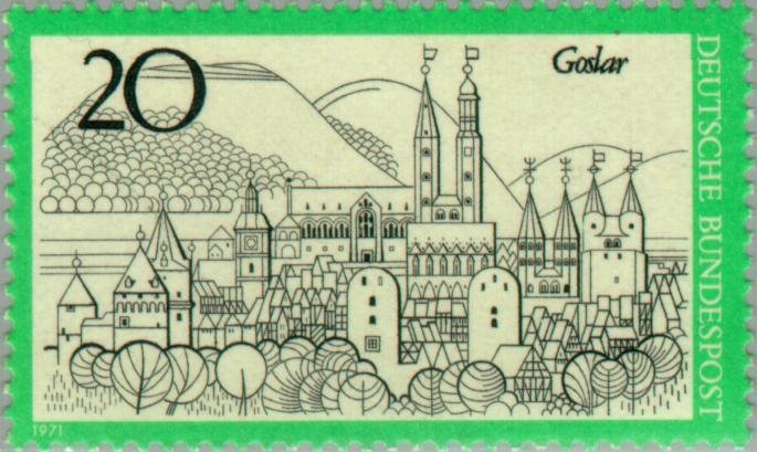 City of Goslar with Imperial Palace and Harz mountains