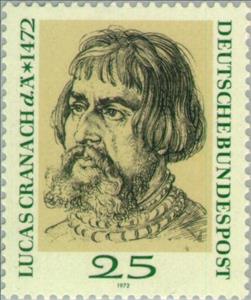 Stamp, Lucas Cranach (1472-1553), painter and draftsman, Germany, Federal Republic,  , Famous People, Commemoration, Painters