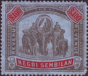 Stamp, Asian Elephant (Elephas maximus) with Howdah, Negri Sembilan,  , Animals (Fauna), Elephants, Mammals