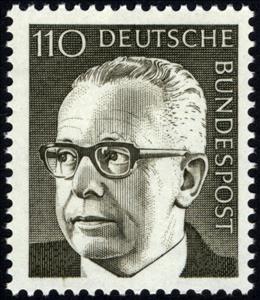 Stamp, Dr. h.c. Gustav Heinemann (1899-1976), 3rd Federal President, Germany, Federal Republic,  , Heads of State, Famous People
