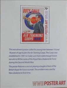 Souvenir Sheet, Duty Calls the Youth of New Zealand, New Zealand,  , Military Forces, Promotional Posters, Second World War