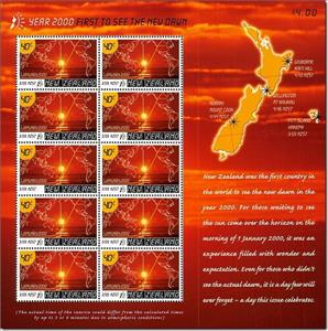 Full Pane, Sunrise & World Map, New Zealand,  , Maps, Millennium, Sunsets / Sunrises