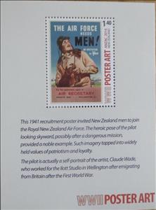Souvenir Sheet, The Air Force Needs Men!, New Zealand,  , Air Forces, Promotional Posters, Second World War
