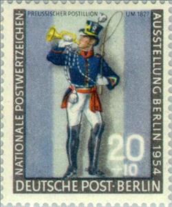Stamp, Prussian Postillon (approx. 1827), Berlin,  , Special Occasions, Postal Services, Uniforms, Philatelic Exhibitions, Philately, Stamp Day