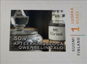 Stamp, Pharmacy Museum and Quensel's House, Turku, 50 Years, Personalized and Private Mail Stamps,  , Medicines, Museums, Pharmacies