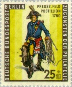 Stamp, Prussian field Postillion, Berlin,  , Special Occasions, Postal Services, Uniforms, Philately, Stamp Day