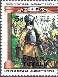 Stamp, Charles I and the Battle of Naseby, Tuvalu, Vaitupu,  , Battle, Famous People, Horses, Kings, Royalty