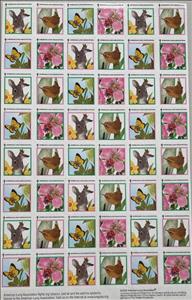 Full Pane, Season's Greetings 2002, United States of America,  , Birds, Butterflies, Charity, Flowers, Greetings, Insects, Rabbits