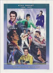 Mini Sheet, Elvis Presley, Zaire,  , Actors, Elvis Presley, Entertainers, Famous People, Musicians, Singers