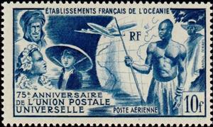 Stamp, 75th Anniversary of the Universal Postal Union (UPU), French Colonies,  