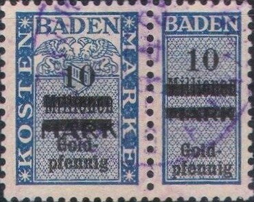 Se-tenant, Coat of arms, horizontal se-tenant, surcharged, Baden,  , Coats of Arms
