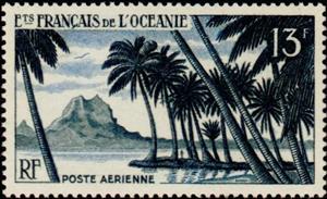 Stamp, Peak Pahia, Bora Bora, French Colonies,  