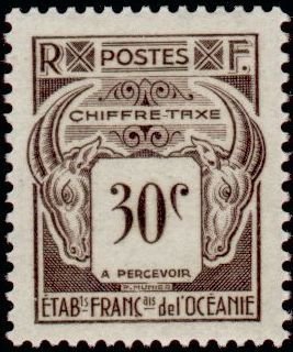 Stamp, Sales tax collectable, French Colonies,  