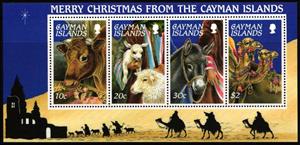 Souvenir Sheet, Merry Christmas from the Cayman Islands, Cayman Islands,  , Animals (Fauna), Bulls and Cows, Camels, Christmas, Donkeys, Mammals, Sheep