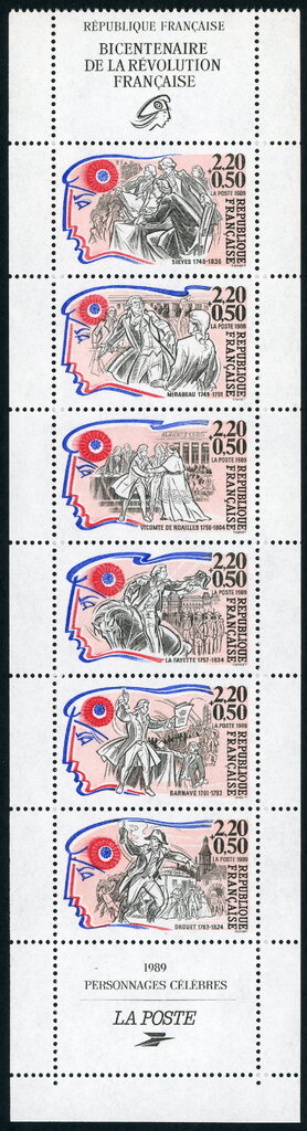 Booklet Pane, Famous figures of the French Revolution, France,  , Anniversaries and Jubilees, Famous People, French Revolution, Horses
