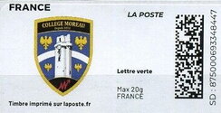 Stamp, College Moreau, France,  , Coats of Arms, Schools