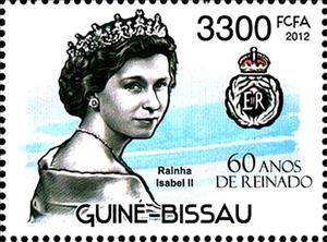 Stamp, 60th Anniversary of the Coronation of Elizabeth II, Guinea-Bissau,  , Anniversaries and Jubilees, Famous People, Heads of State, Queens, Royalty