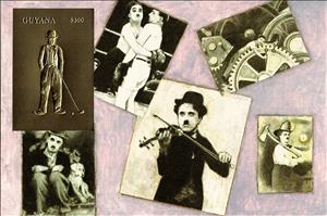 Souvenir Sheet, Charlie Chaplin, Guyana,  , Actors, Famous People