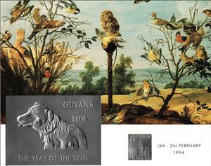 Souvenir Sheet, Year of the Dog, Guyana,  , Dogs, Philatelic Exhibitions