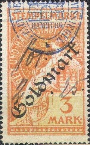 Stamp, Hammonia overprinted Goldmark, Hamburg,  