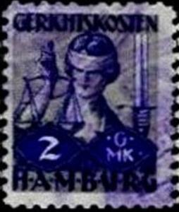 Stamp, Scales in front of Coat of Arms, Hamburg,  , Scales (balance), Swords