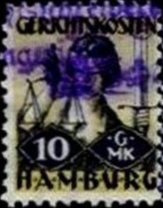 Stamp, Scales in front of Coat of Arms, Hamburg,  , Scales (balance), Swords