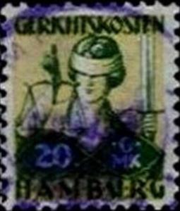 Stamp, Scales in front of Coat of Arms, Hamburg,  , Scales (balance), Swords