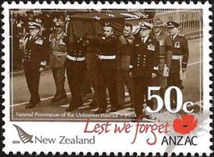 Stamp, Funeral Procession of the Unknown Warrior 2004, New Zealand,  , Funeral services, Military Forces, Uniforms