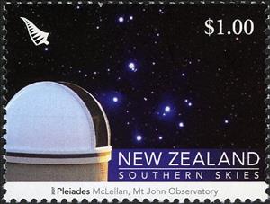 Stamp, Pleiades. McLellan, Mt John Observatory, New Zealand,  , Astronomy, Night Views, Observatories, Stars