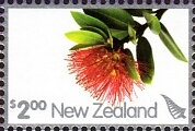 Stamp, Pohutukawa Flower, New Zealand,  , Flowers, Greetings, Plants (Flora)