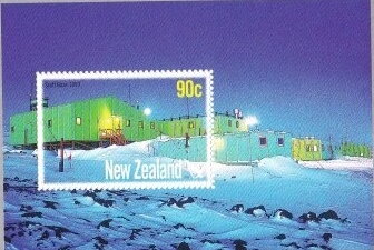Souvenir Sheet, Scott Base 1999, New Zealand,  , Anniversaries and Jubilees, Buildings, Snow