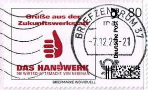 Stamp, Das Handwerk Grusse aus des Zukupfswerkstatt, Personalized and Private Mail Stamps,  , Crafts, Hands