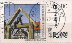 Stamp, Dietzenbach Statue of the devil under the roof, Personalized and Private Mail Stamps,  , Gods and goddesses, Statues