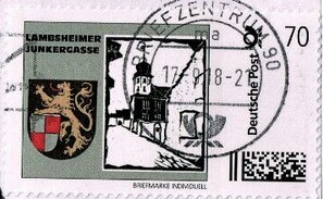 Stamp, Lambsheimer Junkergasse, Personalized and Private Mail Stamps,  , Castles, Coats of Arms
