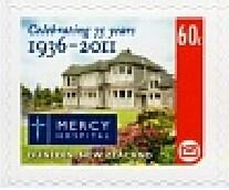 Stamp, Mercy Hospital - Celebrating 75 Years, Personalized and Private Mail Stamps,  , Anniversaries and Jubilees, Buildings, Hospitals