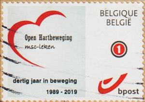 Stamp, Open Hartbeweging MSC Leken dertig jaar 1989-2019, Personalized and Private Mail Stamps,  , Hearts, Organizations