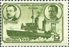 Icebreaker "J. Stalin", I.D. Papanin & M.P. Belousov