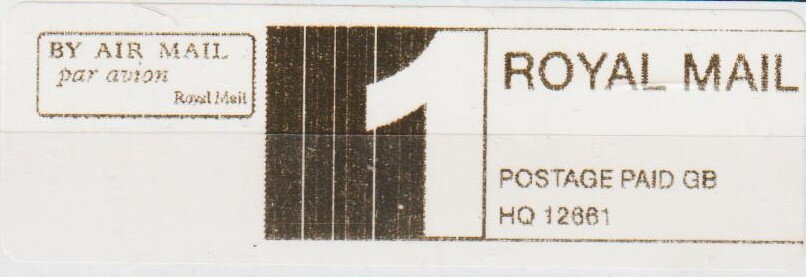 Royal Mail Postage Paid Air Mail Sticker GB HQ 1661