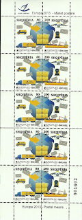 Full Pane, Europa 2013 - The Postman Van, Albania,  , Aircraft, C.E.P.T. / Europe, Cars, Globes, Postal History, Postal Traffic, Ships, Vehicles