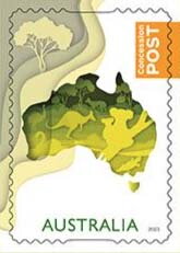 Stamp, Map of Australia, Australia,  , Kangaroos, Koalas, Maps, Stylized Animals