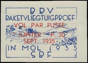 Stamp, Launching of the Rocket Plane in Mol - Overprinted, Belgium,  , Postal Traffic, Rockets, Townscapes / City Views
