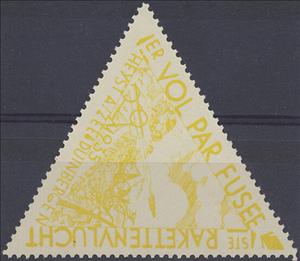 Stamp, The launched Rocket, Belgium,  , Postal Traffic, Rockets, Townscapes / City Views, Triangle Stamps